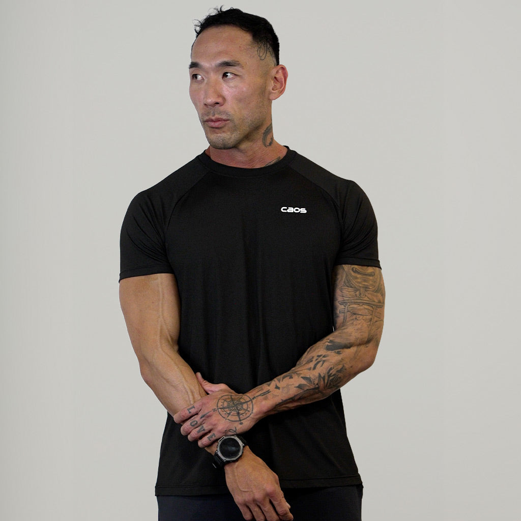 CAMISETA MASCULINA RAGLAN CAOS