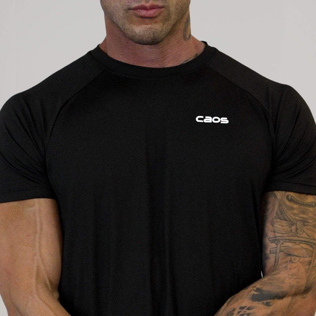 CAMISETA MASCULINA RAGLAN CAOS