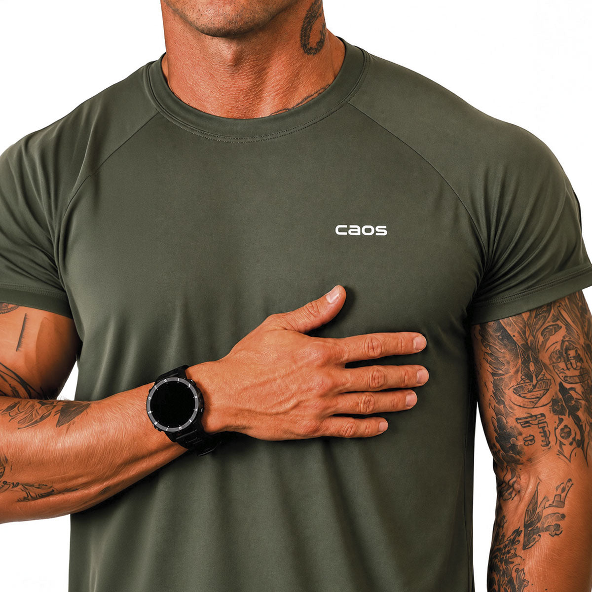 CAMISETA MASCULINA RAGLAN CAOS