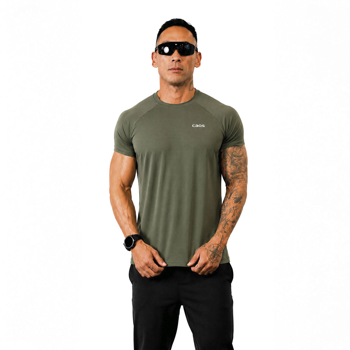 CAMISETA MASCULINA RAGLAN CAOS